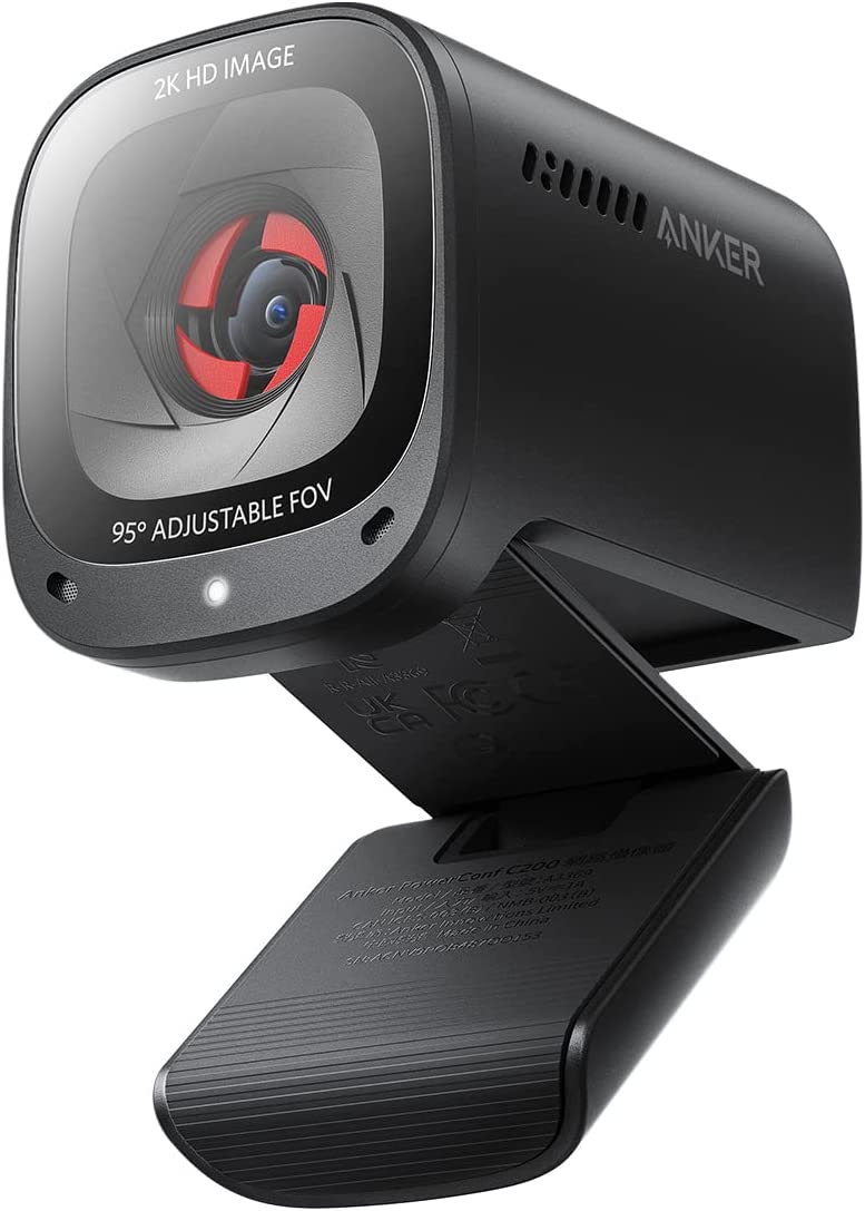 Anker PowerConf C200 2K Mac Webcam 노트북용 컴퓨터 카메라 AI-Noise 취소 마이크 스테레오 조정 가능한 시야 저조도 보정 내장된 개인 정보 보호 커버
