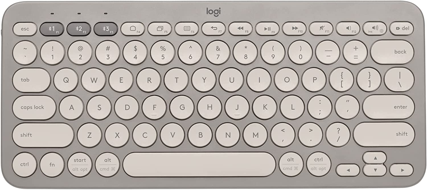 Logitech K380 멀티 디바이스 Bluetooth 무선 키보드(최대 3개 장치, 슬림, 2년 배터리-PC, 노트북, Windows, Mac, 크롬 OS, Android, iPadOS, Apple TV용) - 샌드