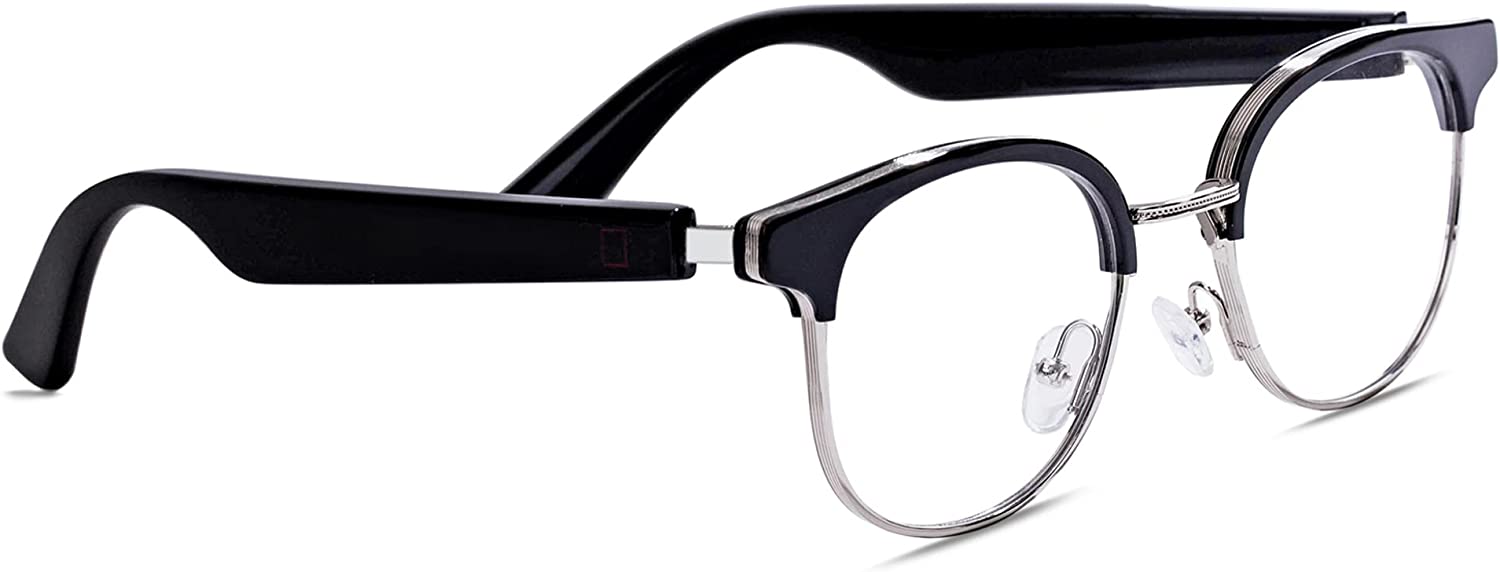 도비코 스마트 안경 블루투스 오디오 안경 스피커 포함 음악 안경, 터치 보이스 어시스턴트, 블루 라이트 렌즈, 핸즈프리 통화, 오픈 이어 사운드 안경, 13분 급속 충전 케이블