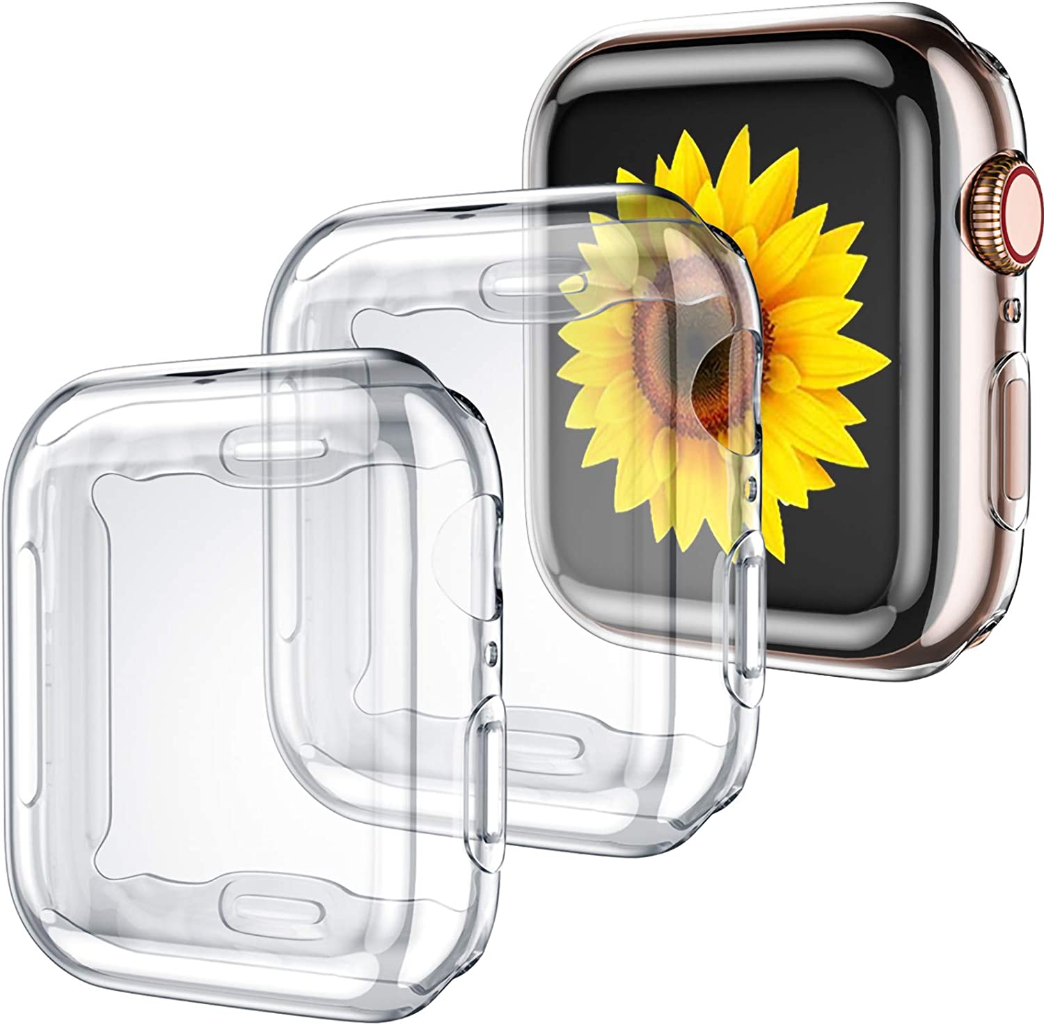 GEAK for Apple Watch Case 40mm Series 6 Series 5 스크린 프로텍터 포함, 3팩 소프트 투명 TPU 만능 보호 케이스 440mm (3클리어)
