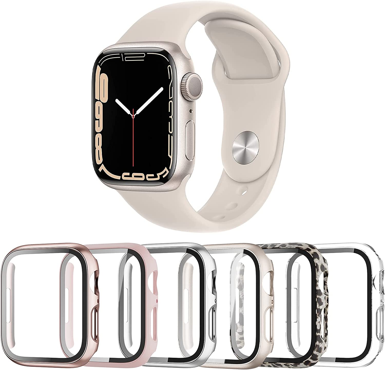 Apple Watch 시리즈 SE/6/5/4 40mm 스크린 프로텍터 강화유리 포함 하드 PC HD 풀커버 프로텍티브 아이워치용 Landhoo 6 팩 케이스.