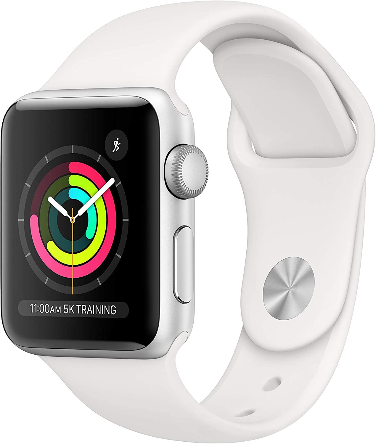 Apple Watch Series 3(GPS, 38MM) - 화이트 스포츠 밴드가 있는 실버 알루미늄 케이스 - (갱신)