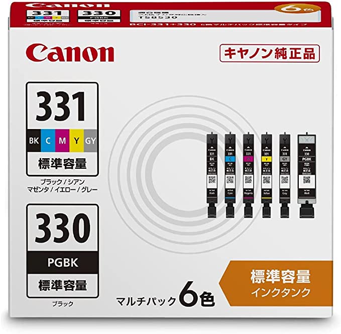 Canon 정품 잉크 카트리지 BCI-331(BK/C/M/Y/GY) + 330 6색 멀티팩 BCI-331+330/6MP