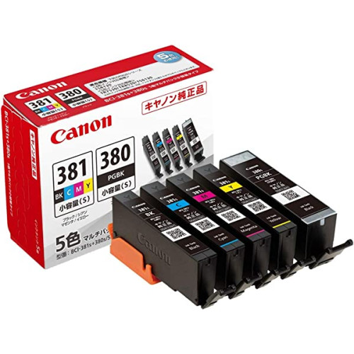 Canon 정품 잉크 카트리지 BCI-381(BK/C/M/Y) + 380 5색 멀티팩 소용량 타입 BCI-381+380s/5MP