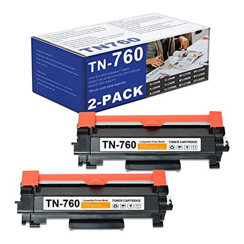 UOTYUE TN760 TN-760 대용량 토너 카트리지 2개팩 Brother 760 교체용 MFC-L2710DW HL-L2395DW MFC-L2750DW HL-L2370DW HL-L2390DW DCP-L2550DW HL-L2350DW 프린터 잉크