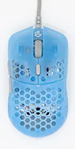 지울브스 하티 HTS 소 ACE 유선 게이밍 마우스 초경량 허니콤 디자인 - PAO3389 센서 5019 000 CPI 45±2그램 1.3온스 TTC 골드 인코더 소선-투명 블루