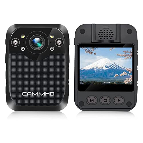 CAMMHD D1-64GB HD 바디 카메라 1296p 3000mah 배터리 작업 8시간 오디오 및 비디오 녹화 기능이 있는 2인치 LCD 법 집행을 위한 웨어러블 야간 비전 경찰