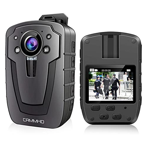 CAMMHD C8 2K/1296P 바디 카메라 11-12시간 비디오 기록 야간 비전 캠 IP67 경찰 법 집행을 위한 360° 회전 클립 2개가 장착된 방수 데이터 암호화 장착 개인용