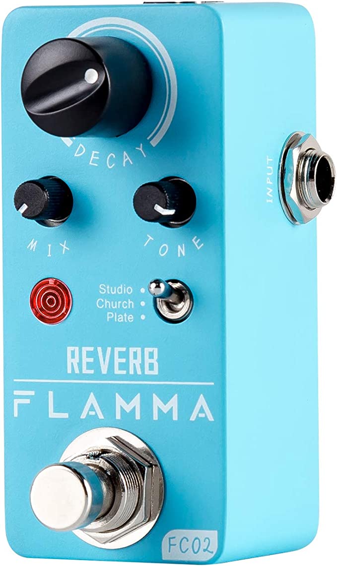 FLAMMA FC02 미니 리버브 페달 디지털 기타 페달 3 리버브 이펙트 교회 플레이트 스튜디오 트루 바이패스 포함