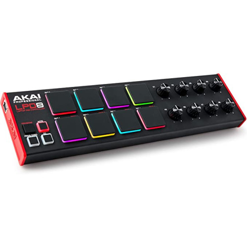 AKAI 프로페셔널 LPD8 - Mac 및 PC용 반응형 RGB MPC 드럼 패드 8개 할당 가능한 노브 음악 제작 소프트웨어가 있는 USB MIDI 컨트롤러