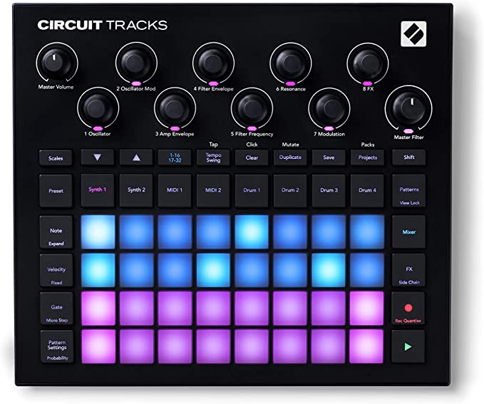 Novation Circuit Tracks: 전자 음악 제작을 위한 신스 트랙, MIDI 트랙 및 드럼 트랙이 있는 그루브 박스 시퀀서