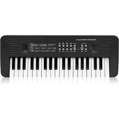 MSANMERSEN 37 키 키즈 키보드 피아노 듀얼 스피커 휴대용 전자 음악 피아노 키보드 교육 피아노 장난감 초보 남자 아이들을 위한 선물, 검정