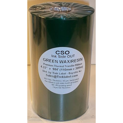 Green Thermal Transfer Ribbon Wax Resin 50/50 Ink 4.33