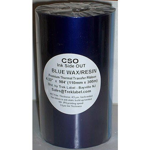 Blue Ink Color Thermal Transfer 50/50 Wax Resin Ribbon 4.33 CSO 1core Zebra Other Printers - Sold ONLY Trek Label