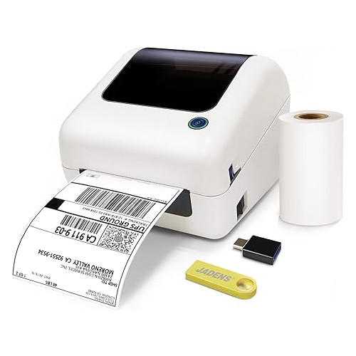 JADENS Thermal Shipping Label Printer - 4x6 Desktop Label Maker for Shipping Packages, Compatible with Mac, Windows, Work with Ebay, Etsy, Amazon, UPS, Shopify, No Toners.