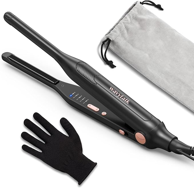 Wavytalk 3/10" Small Flat Iron, Pencil Flat Iron for Short Hair, Pixie Cut and Bangs, Mini Hair Straightener for Edges with Anti-Pinch Design, Tiny Hair Straightener with Floating Plates