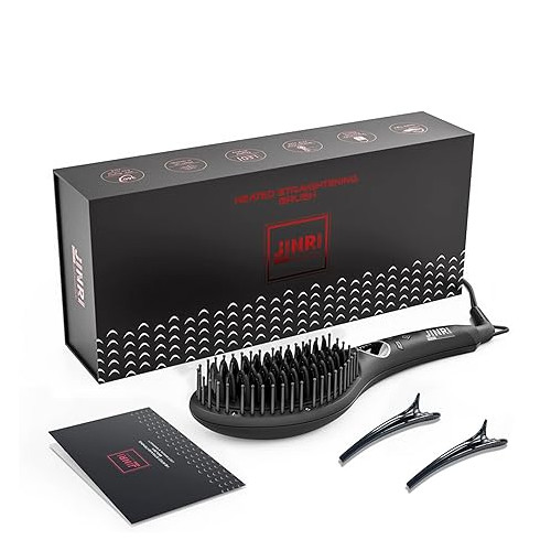 Hair Straightener Brush, Ceramic Ionic Straightening Iron Comb Anti-Scald, Best Soft Round Touch Body, Perfect for Professional Salon at Home (L)
