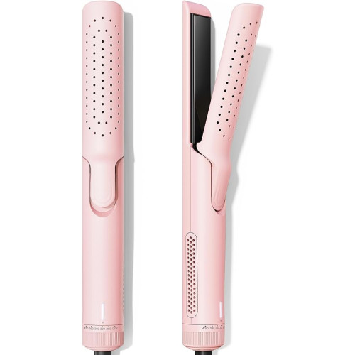 VAVOOV Pro Airflow Styler, Hair Straightener and Curler 2 in 1 with 360° Vented Cool Air for Long-Lasting Curls, 1 Inch Ceramic Flat Iron, Dual Voltage, Pink