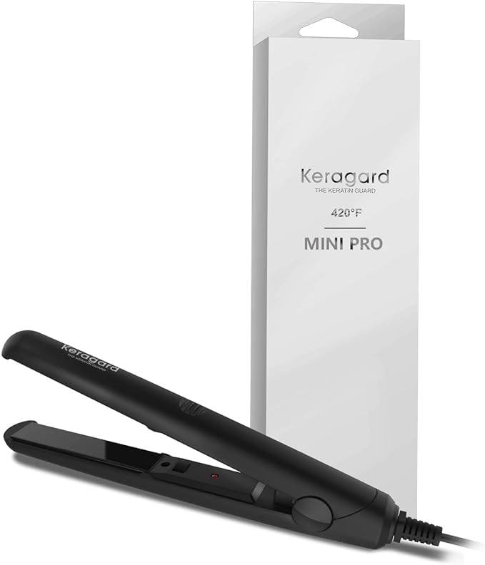 Keragard Mini Flat Iron Smart Ceramic Tourmaline Hair Straightener for Travel,Small Flat Irons for Short Hair, Dual Voltage Flat Iron, Black