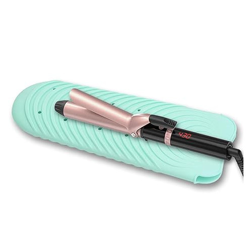 Heat Resistant Mat for Curling Iron, Flat Iron Silicone Mat Pouch for Hair Straightener, Portable Travel Curling Iron Holder for Crimping Iron, Curling Wand, Waving Iron and Hot Hair Styling Tools