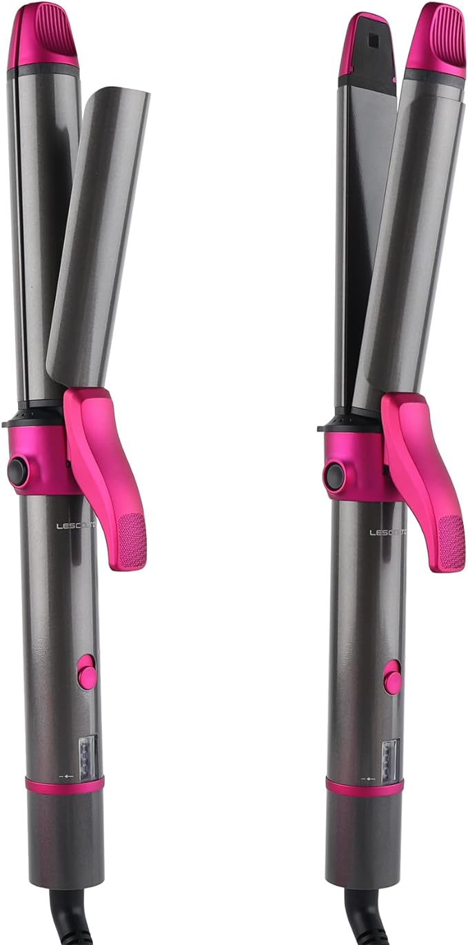Curling Iron, Lescolton 2 in 1-Curling Wand Travel Hair Straightener, 1 Inch Dual Voltage Curl Wand Barrel, Fast Heating Flat Iron for Girls & Women