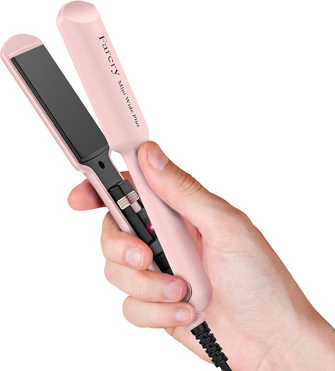 Farery Mini Flat Iron Travel Size, 1.5 Inch Ceramic Mini Hair Straightener, Small Flat Iron for Short to Medium Hair, Portable Hair Straightener with Dual Voltage and Storage Bag