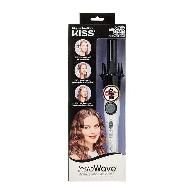 Kiss Products Instawave Automatic Ceramic Curling Iron 1” KACI01, Black; White