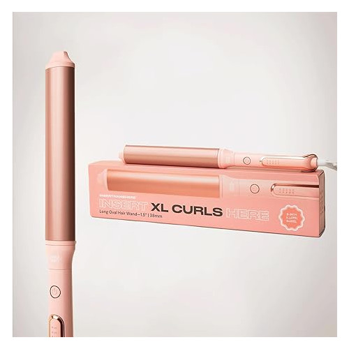 INH Hair Extra Long Curling Wand with Oval Tourmaline Ceramic Wand & Ionic Technology for Longer, Looser Barrel Curls with a Z-Formation | 8" Long with a Curling Iron Globe & 5 Heat Settings
