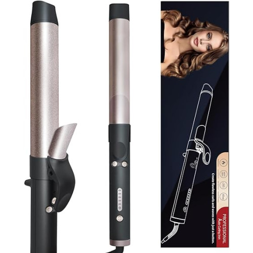 MQHOBO Rotating Curling Iron 1 1/4 inch Professional Automatic Wave Hair Curling Wand for Women Full 360°Rotation,5 Adjustable Temps,Dual Voltage &1H Auto Off,Starry Grey