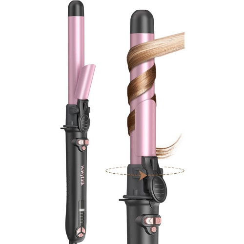 Wavytalk Pro Rotating Curling Iron, 1 Inch Automatic Curling Iron Rotating Get Effortless Waves, Self Rotating Curling Iron up to 430℉ with Home Button, Dual Voltage, Rose Gold