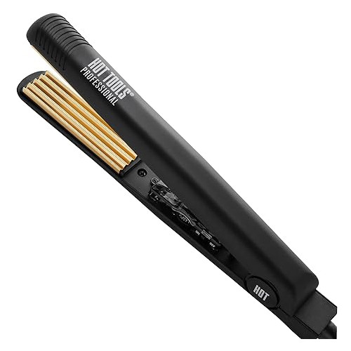Hot Tools Pro Artist 24K Gold Crimping Iron | For Light Textured Crimps and Volume (1 in)