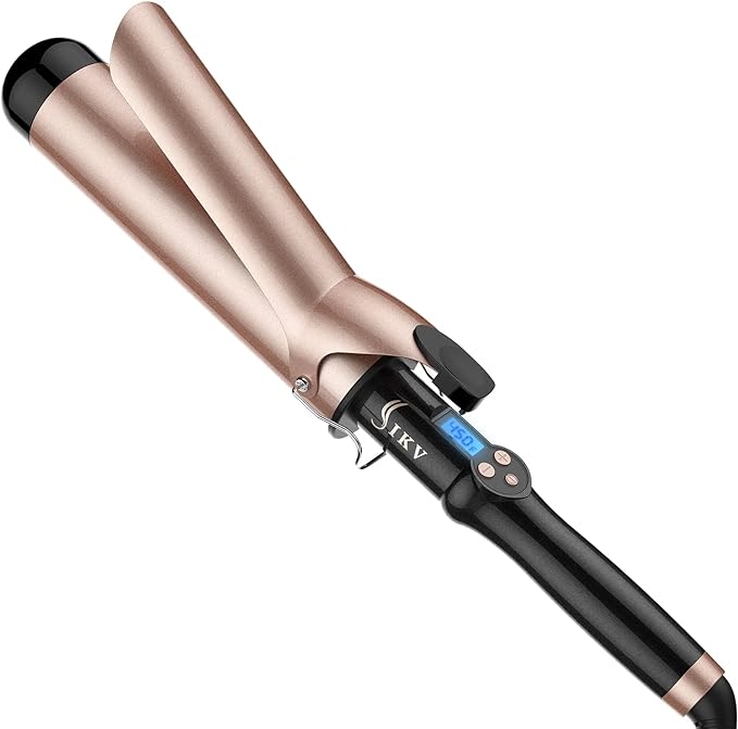 2 Inch Extra Long Barrel Curling Iron, Large Barrel Curling Wand for Long Hair Ceramic Tourmaline Dual Voltage