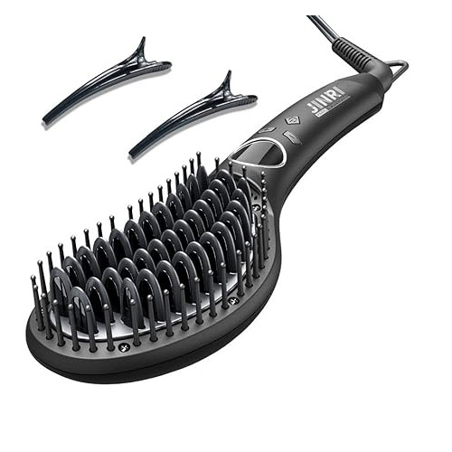 Hair Straightener Brush, Ceramic Ionic Straightening Iron Comb Anti-Scald, Best Soft Round Touch Body, Perfect for Professional Salon at Home (M)