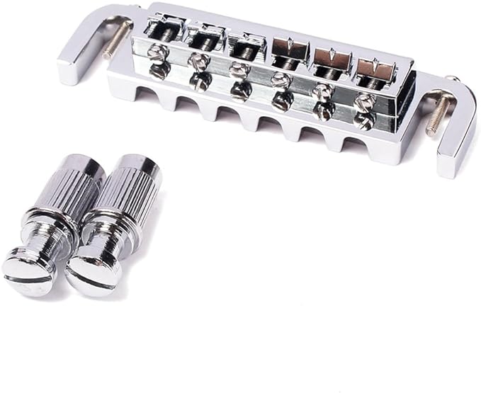Wraparound Roller Bridge Saddle Tailpiece Combo Chrome for Gibson Les Paul LP Style Electric Guitar Replacement Parts Accessories (Silver)